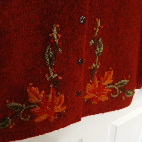 Marisa Christina Wool Blend Fall Embroidered Button Front Cardigan Size L - Picture 5 of 9